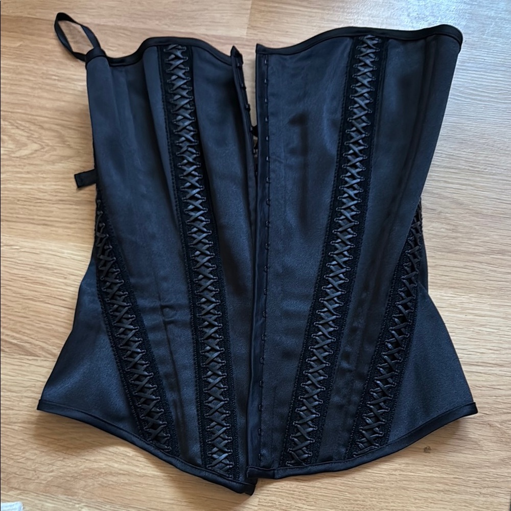 Vintage Black Corset with Lace Detailing small